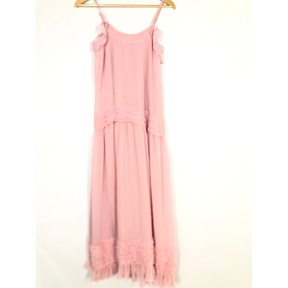 Jason Wu Collective Ruffled Scoop Dress Sleeveless Frill Midi Pink Size 0 - Picture 6 of 12
